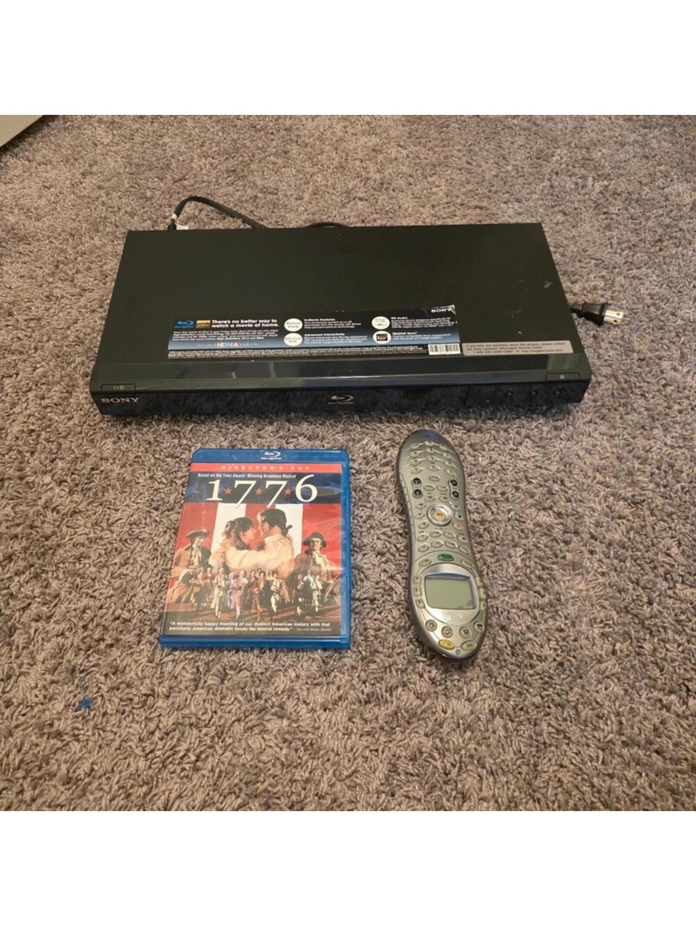 1776 Bluray disc + Sony BDP-S350 Blu-Ray Player w/Logitech remote